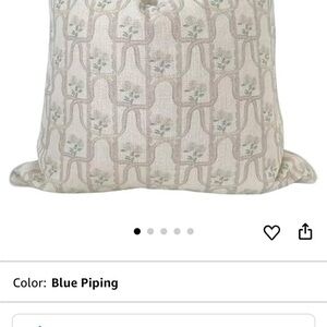 Elegant Floral Accent Pillow with Blue Piping